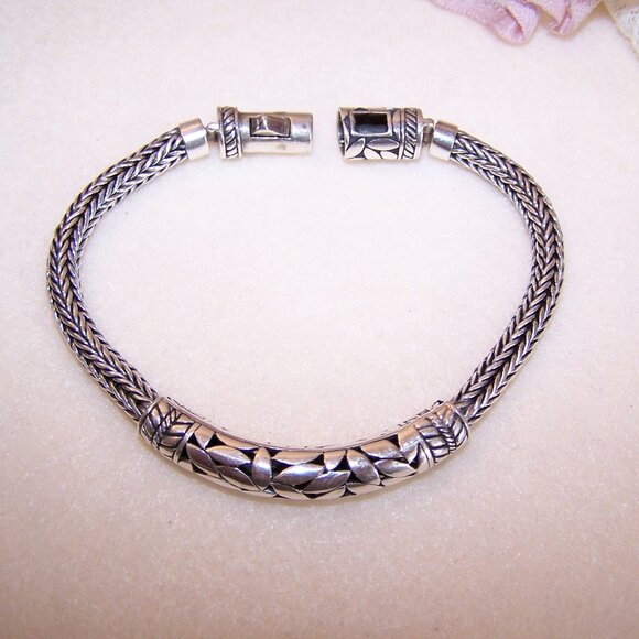 ATI ID Sterling Silver 5mm Wheat Chain Bracelet - 7" to 7.25" | Cut Leaf Front - Picture 5 of 12